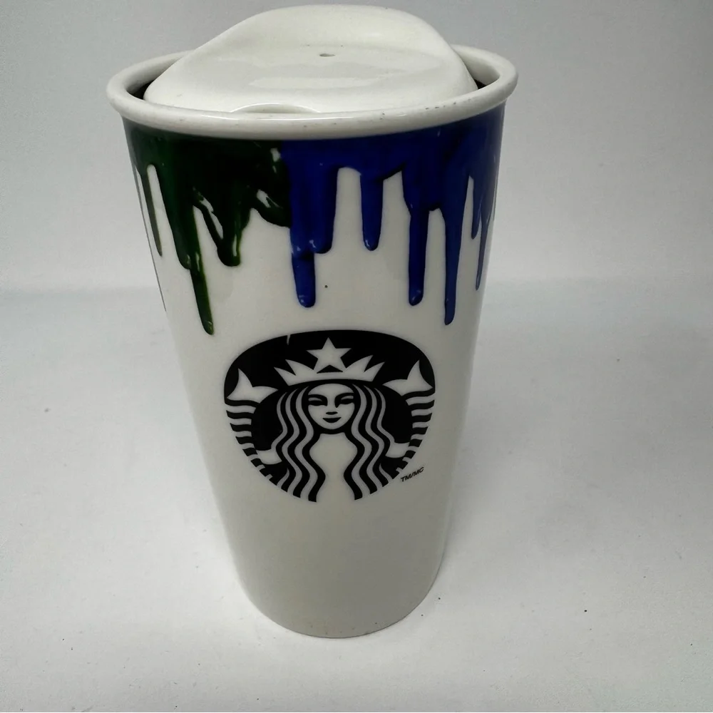 Starbucks Band of Outsiders RAINBOW DRIP Ceramic Travel Mug limited edition 12oz